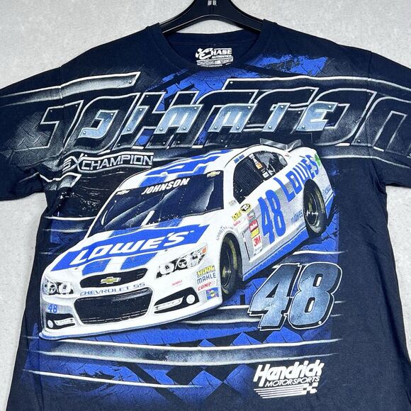 Jimmy Johnson T Shirt Mens Size Large Black Lowes 48 AOP NASCAR Racing Graphic - Picture 3 of 11